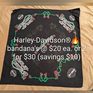 Vintage Authentic Harley-Davidson® Bandana with Rose and Logo Design
